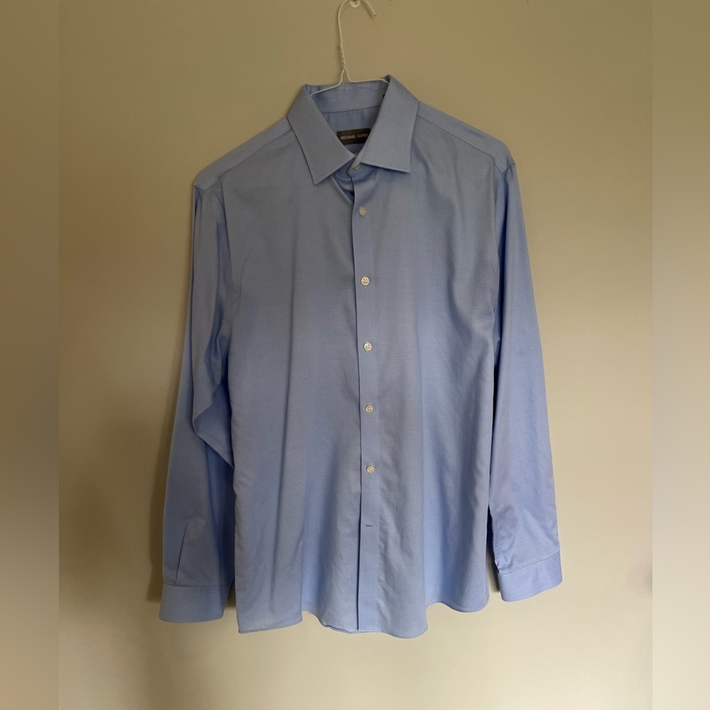Michael Kors Men’s Dress Shirt Blue Airsoft Stretch Regular Fit 16.5 34/35 Large